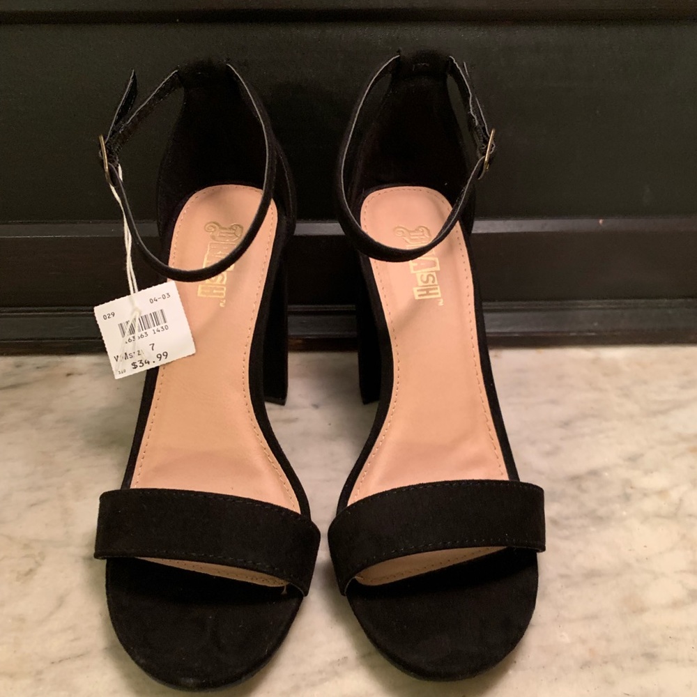 Black suede-like dressy 4” heel